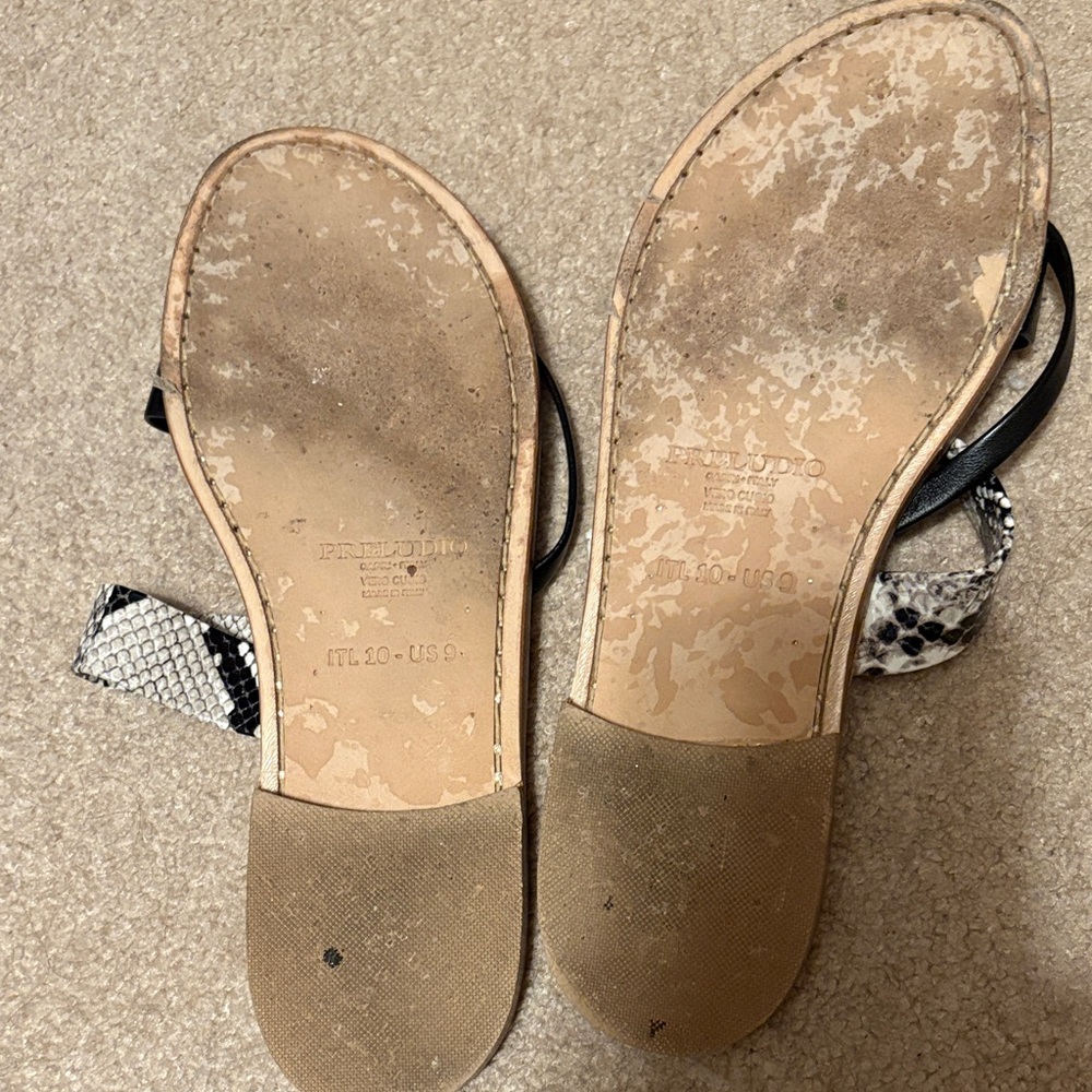 Preludio Capri Italy Woman’s Black and Snake Print Women's Sandals Size 9 - Picture 3 of 4